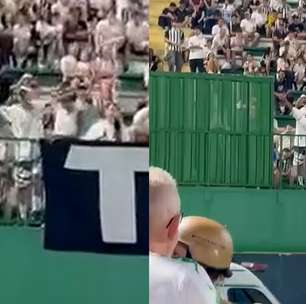 Torcedor do Santos imita avião em provocação à Chapecoense após derrota