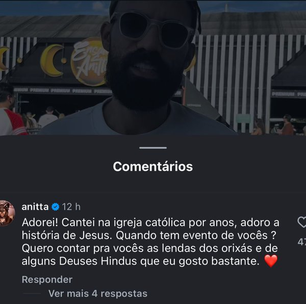 Anitta ironiza pregação religiosa durante show dos Ensaios no PR: 'Quero contar as lendas dos orixás'