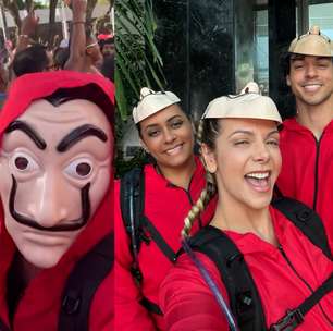 Carla Perez e família se disfarçam de 'La Casa de Papel' para curtir pipoca da Ivete em Salvador