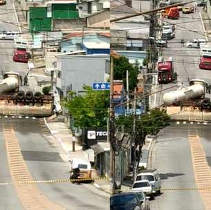 Caminhão-tanque tomba e esmaga carro em São Paulo