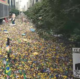Com bandeiras dos EUA, Israel e Bolsonaro gigante, direita faz ato na Paulista; veja imagens aéreas