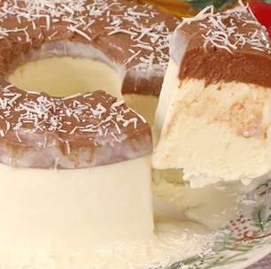 Pudim sorvete de prestígio, uma sobremesa que combina coco com chocolate de um jeito incrível