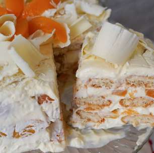 Pavê de pêssego tão fácil que não vai ao fogo e fica divino, com uma cremosidade incrível