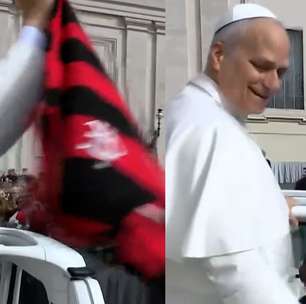 Papa Leão XIV recebe camisa do Flamengo e se confunde: 'É do Milan?'