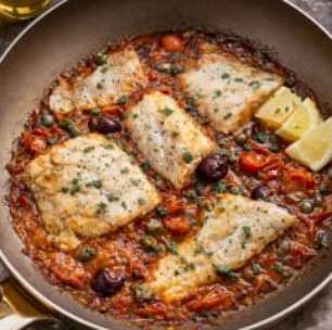 Filé de peixe rápido e suculento na panela, sabor mediterrâneo