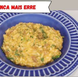 Risoto de linguiça com rúcula muito cremoso e saboroso, um prato digno de restaurante