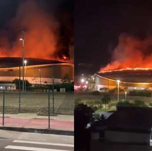 Incêndio destrói telhado do velódromo do Parque Olímpico, no Rio de Janeiro