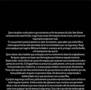 Jorginho volta a falar sobre confusão envolvendo filha e Chappell Roan: 'Foi um mal entendido'