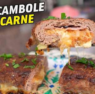 Rocambole de carne, uma carne recheada com queijo que fica muito suculenta e deliciosa