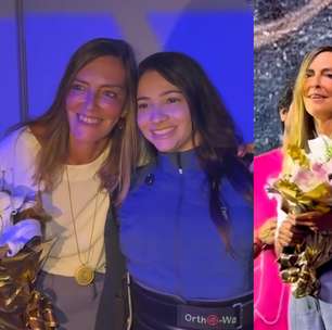 Lais Souza surge em pé pela 1ª vez após acidente e entrega prêmio a pesquisadora da polilaminina