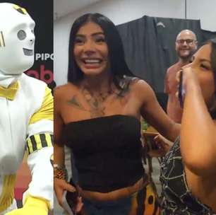 Ex-BBBs Marciele e Gabi reencontram Dummy 'gigante' sem fantasia e ficam encantadas: 'Grandão'