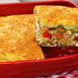 Torta de liquidificador fácil: sardinha com legumes sem trigo