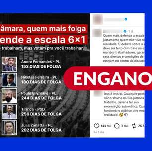 Postagem infla dias de folga de deputados contrários ao fim da jornada 6x1