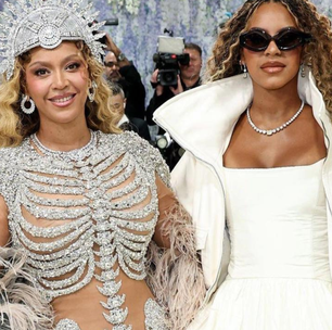 Após ausência de 10 anos, Beyoncé leva filha Blue Ivy, de 14 anos, ao Met Gala, com look inspirado em esqueleto. Semelhança é impressionante.
