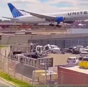 Novas imagens mostram o momento em que avião da United Airlines atinge caminhão durante pouso nos EUA