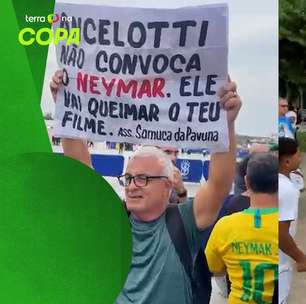 Pré-convocação tem 'roda de altinha' e cartazes pedindo para Ancelotti não levar Neymar para Copa