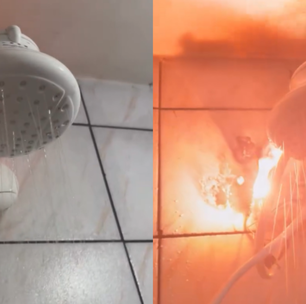 Vídeo de chuveiro elétrico pegando fogo viraliza; saiba o que fazer para isso não acontecer