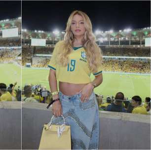 Esposa de Endrick, Gabriely Miranda usa bolsa de mais de R$ 86 mil em amistoso da Seleção