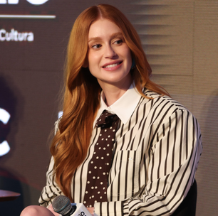 Marina Ruy Barbosa prova elegância da combinação de listra com poá em look de R$ 13,9 mil