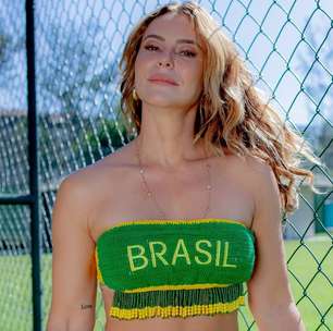 Paolla Oliveira entra no clima da Copa do Mundo com tops e shorts de crochê com as cores do Brasil