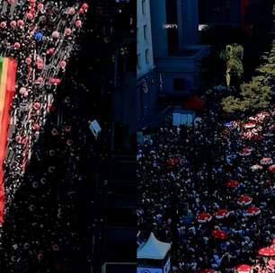 Veja imagens aéreas da Parada LGBT+, em São Paulo; evento reuniu 36,8 mil pessoas, segundo a USP