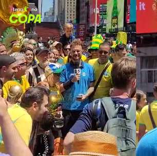 'Aqui é o meu habitat natural', diz Fred sobre cobrir a Copa no meio do povo na Times Square