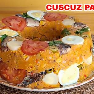 Cuscuz paulista tradicional muito bem recheado e decorado, para você receber muitos elogios