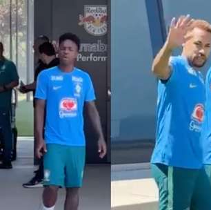 Dupla do hexa? Vini Jr. e Neymar entram juntos para treino em meio à expectativa por volta do craque