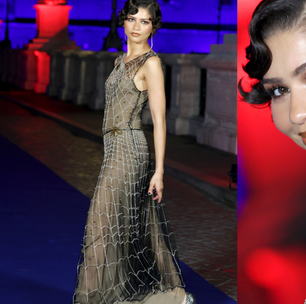 Zendaya transforma teia de aranha em luxo com vestido de cristais da Giorgio Armani na première de 'Homem-Aranha: Um Novo Dia' em Roma
