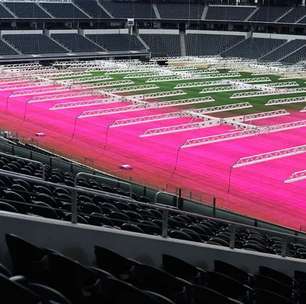 Gramado rosa chama atenção em estádio da Copa antes de Japão e Suécia