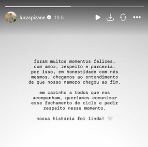 Giovanna Lima e Lucas Pizane, ex-BBBs, anunciam término do namoro