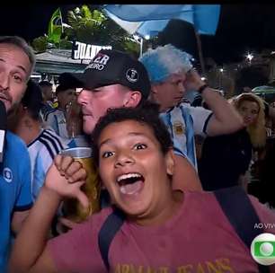 Torcedor argentino empurra garoto durante entrada ao vivo da Globo