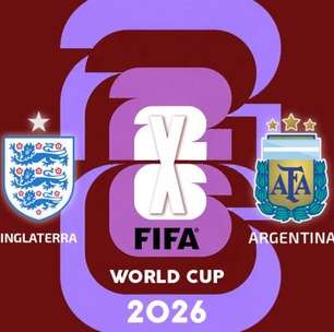 Inglaterra x Argentina, com comentários e estatísticas a partir das 15h