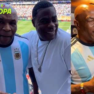 Mike Tyson vai à final da Copa com camisa da Argentina e mostra encontro com Speed