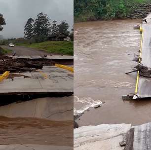 Chuva destrói, pela segunda vez, ponte reconstruída por moradores após enchentes de 2024 no RS