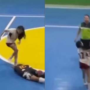 Jogadora que chutou cabeça de adversária em jogo de futsal é investigada por lesão corporal