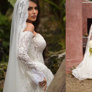 Vestido de noiva com renda, mangas longas e cauda volumosa: Isabella Arantes rouba a cena em casamento com Gabriel Medina prestigiado por Neymar e Bruna Biancardi; fotos