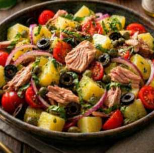Salada italiana de batata com atum: receita fácil e saborosa