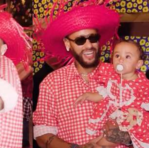 Com Mel, Mavie e Davi Lucca, Neymar e Bruna Biancardi fazem festa junina fora de época em Guarujá