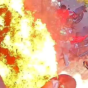 Vídeo mostra momento em que tambor com óleo explode e atinge funcionário no Ceará