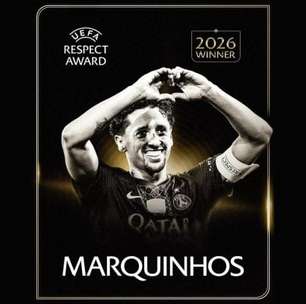 Marquinhos recebe prêmio da Uefa por abraço em Gabriel Magalhães