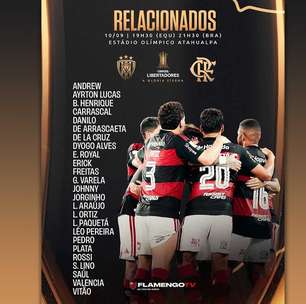 Flamengo divulga relacionados para a Libertadores