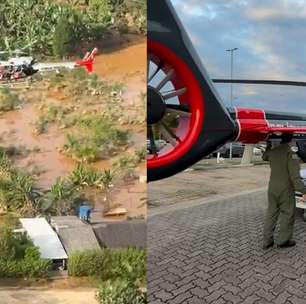 Homem de 100 anos ilhado por inundações em Eldorado (SP) é resgatado de helicóptero pela PM