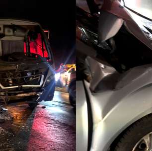 Estudantes e motoristas ficam feridos em colisão entre carreta, micro-ônibus e carro em SP