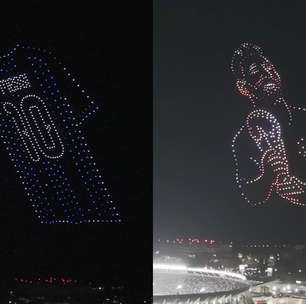 Show de drones homenageia Messi em despedida da seleção argentina; assista