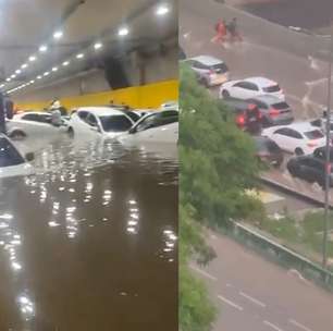 Vídeos mostram túnel do Anhangabaú alagado após temporal fazer ruas virarem rios em SP
