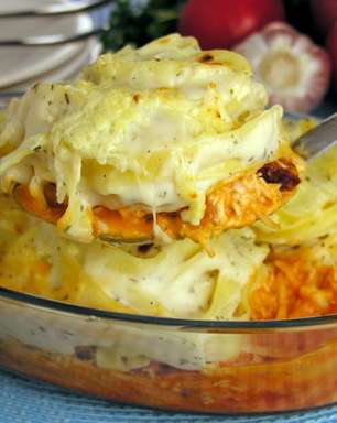 Macarrão cremoso de forno com molho rosé e branco