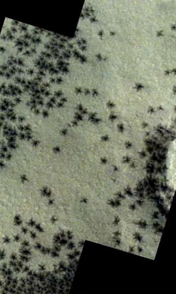 O que são as "aranhas" encontradas na superfície de Marte?