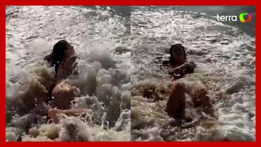 Jade Picon 'leva caldo' ao tentar fazer saída sensual do mar