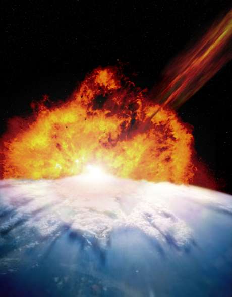 Getty Images El impacto de un gigantesco asteroide. No se tiene registro de algo suficientemente grande como para provocar una destrucción masiva como la que acabó con los dinosaurios. Los astrónomos de la NASA tienen un completo programa de seguimiento de la trayectoria de los asteroides potencialmente peligrosos para la Tierra y no han observado ninguno que pueda ser tan amenazador.